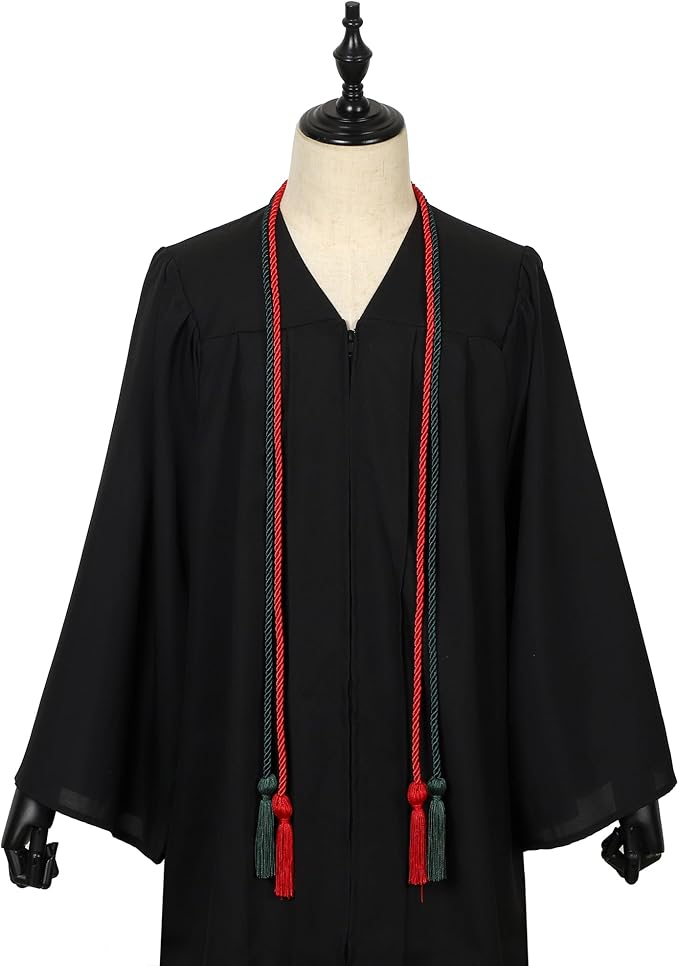Graduation Double Honor Cords with Tassels Braided Academic Ropes for High School College Ceremony 68 Inch (Red+Forest Green)