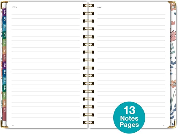 HARDCOVER Academic Year 2026-2027 Planner: 14 Months (May 2026 Through June 2027) 5.5"x 8" Daily Weekly Monthly Planner Yearly Agenda. Bookmark, Pocket Folder and Sticky Note Set (Colorful Botanicals)