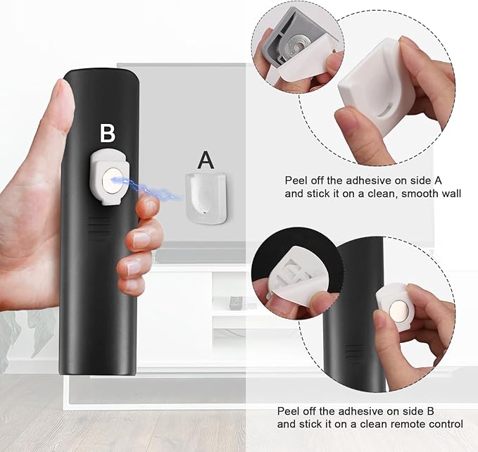 NQEUEPN 6pcs Magnetic Remote Control Holders, Adhesive Remote Control Holder Wall Mount Innovative Slot Design Remote Control Holder for Wall Home Office Remote Control Storage (White)