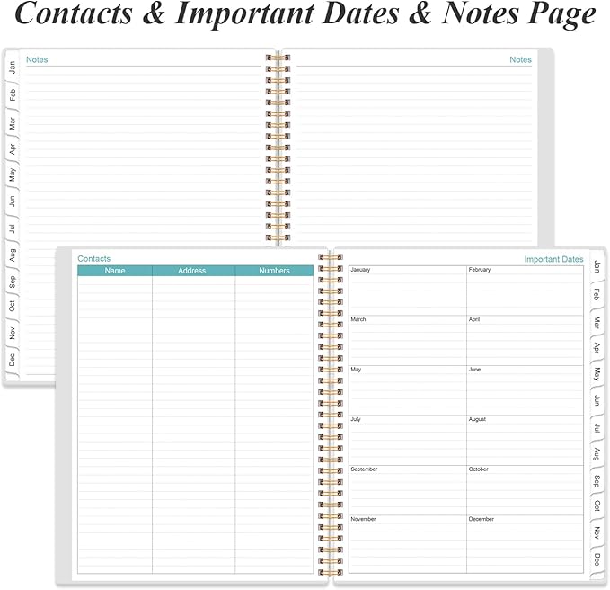 2026-2027 Monthly Planner - 18 Monthly Calendar, January 2026 - June 2027, Two Pages Per Month, 9" x11" Planner with Tabs, Strong Twin-Wire Binding, Inner Pocket, Flower-C