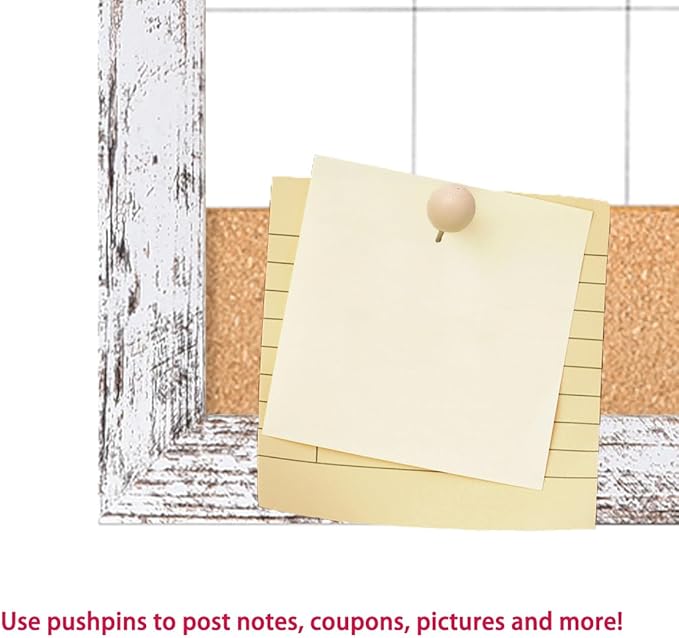 Monthly Calendar Dry Erase White Board & Cork Bulletin Board，13" x 17" White Wood Frame，Magnetic Surface Whiteboard.Perfect for Organizing Your Space.Whiteboard+Cork-3343B-WH