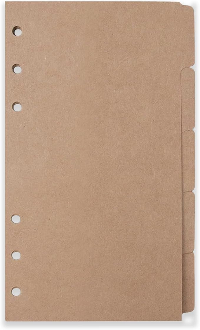 Zelten Refills/Loose Leaves for A6 Cover Ring Binder/Personal Organizer/Planner(A6 6 Holes, Divider Horizontal Brown Paper)