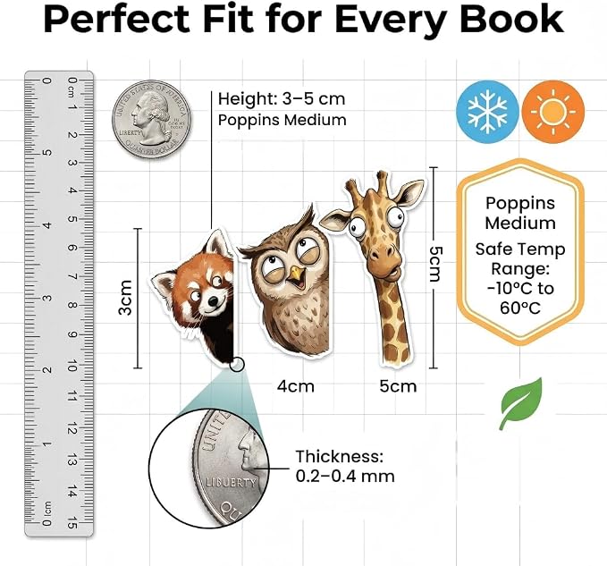 10PCS Funny Animal Magnetic Bookmarks - Cute Peek a Boo Page Markers for Books Magnetic Page Clips, Reading Accessories for Women Teachers Office Book Lover Birthday Valentines Christmas Gifts