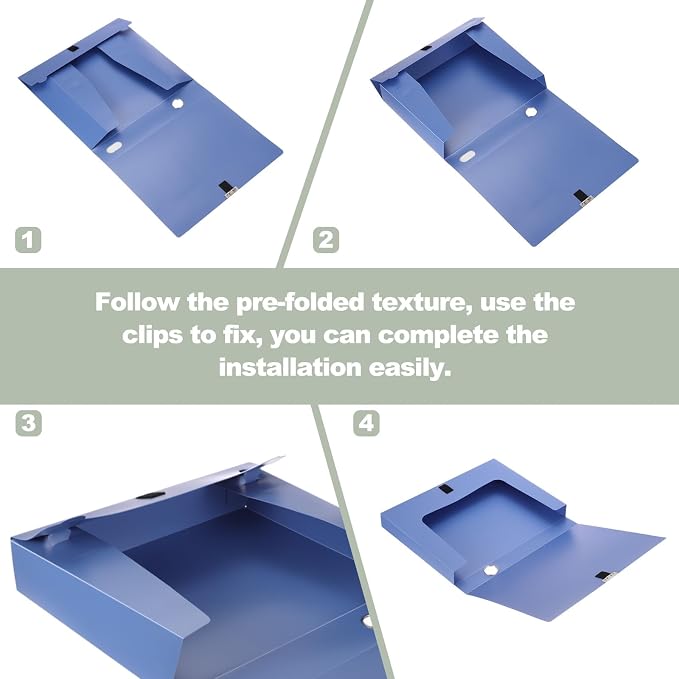 PATIKIL File Organizer Box, Blue A4 Plastic Storage File Folder Document Boxes Cabinet Archives Cases Boxes with Lid for Bank Office Home, 12.52 x 9.29 x 0.98 Inch