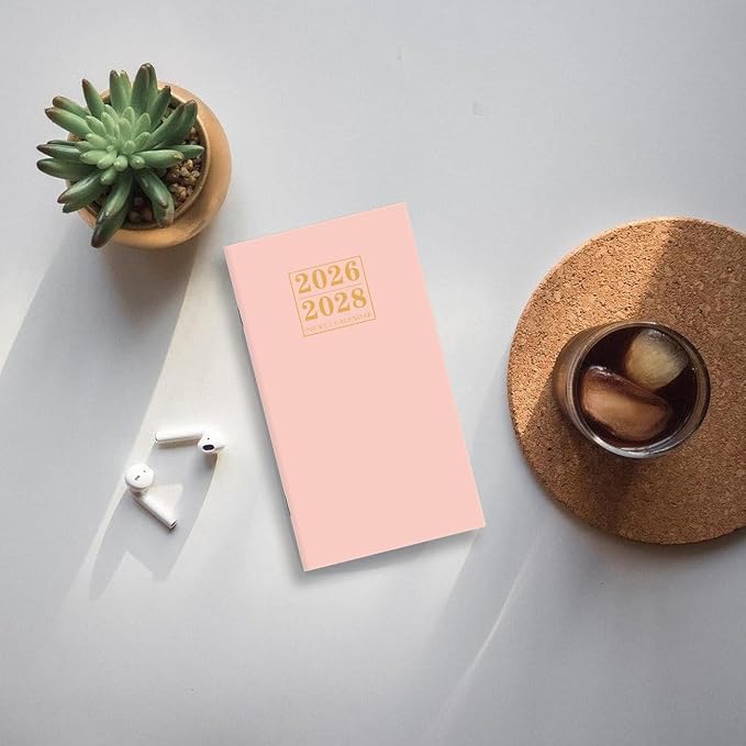 2026-2028 Pocket Calendar for Purse – Mini Monthly Planner from July 2026 to June 2028, 2 Year Monthly Calendar for Organizing & Planning, 3.5" x 6.5", Pink