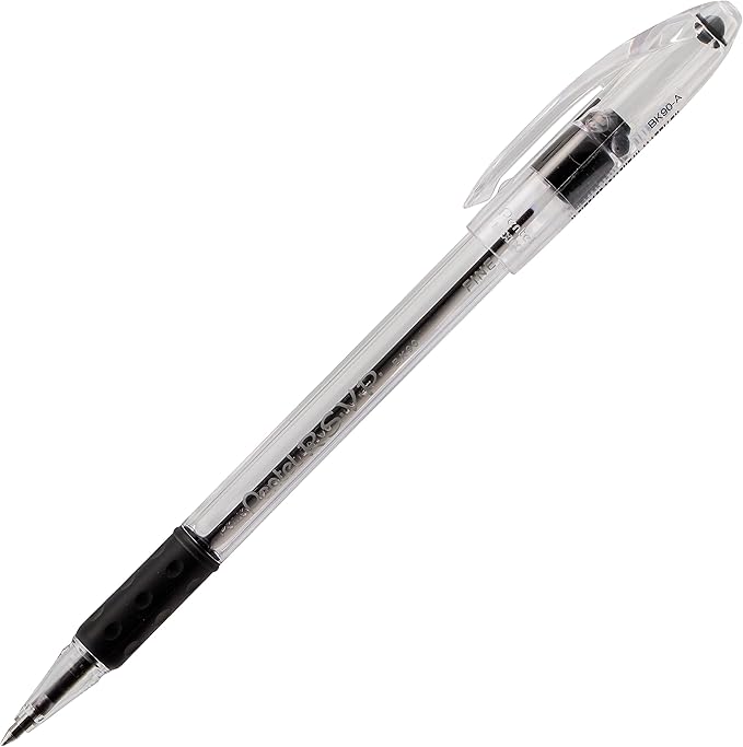 Pentel RSVP Ballpoint Pen, (0.7mm), Fine Line, Black Ink (BK90BP3A) (Pack of 1, 3 Count Total)