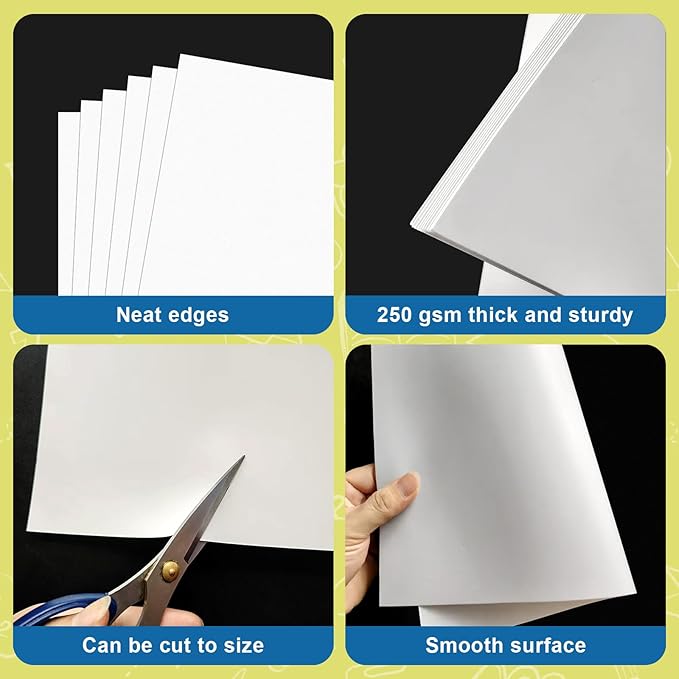 35 Pcs Poster Board 11.7 x 16.5 Inches White Paper Bulk, ROOKEA 250 GSM Thickness Vision Poster Boards Blank Graphic Display Posterboards for Drawing Artwork School Arts Crafts Projects