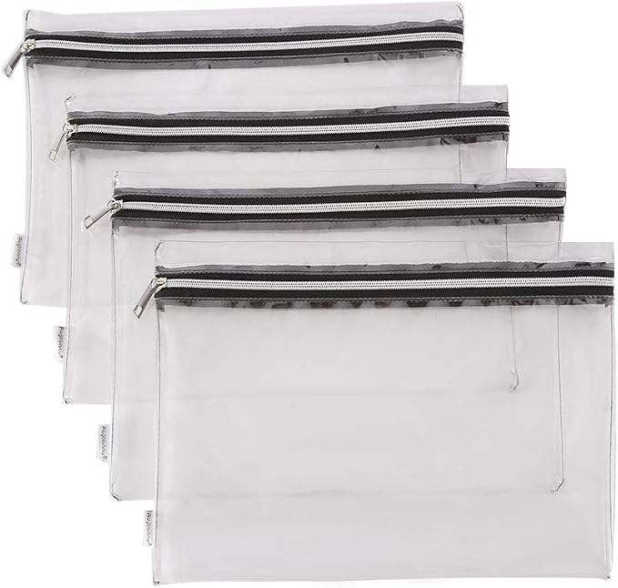 Clear Vinyl Zipper Multi-purpose Waterproof Office Home Supply Organizers toiletry Pouch Tool Bag 4-pack
