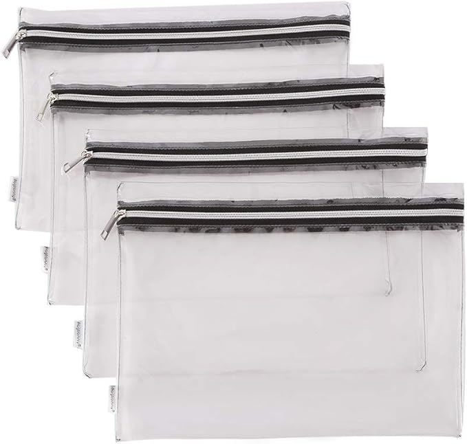 Clear Vinyl Zipper Multi-purpose Waterproof Office Home Supply Organizers toiletry Pouch Tool Bag 4-pack