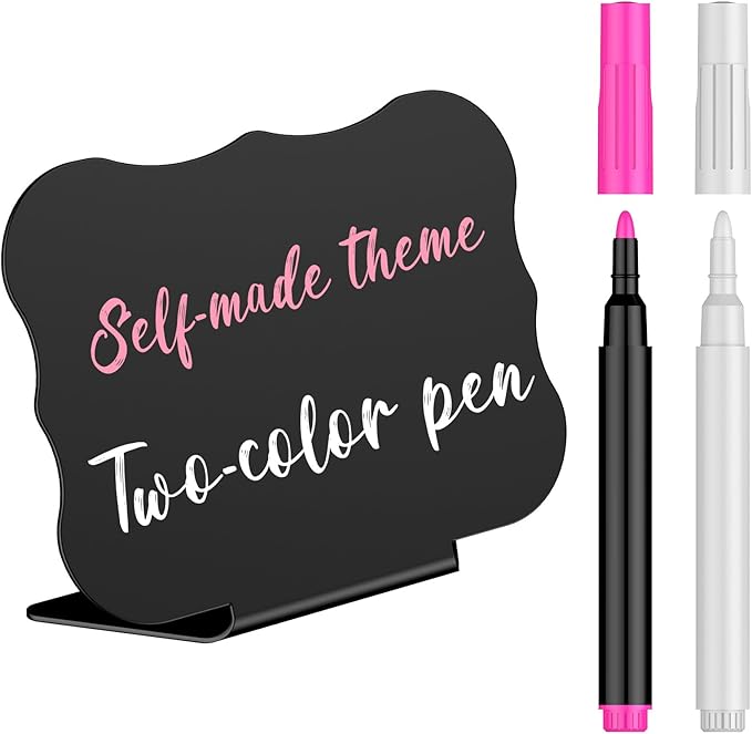 Uniclife 20 Pack Mini Chalkboard Signs for Food, Small Chalkboard Signs with Chalk Markers, Reusable Matte PVC Food Signs Food Labels for Party Buffet Wedding, Blackboard Place Cards Table Signs