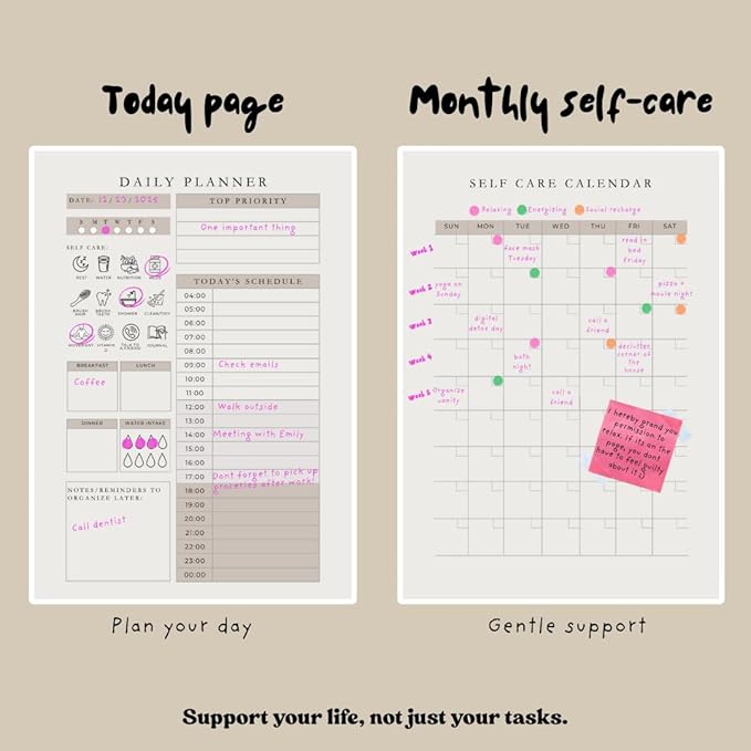 ADHD Planner for Adults – 90-Day All-in-One ADHD Life Kit & Neurodivergent Toolkit, Daily Planner with 35+ Support Tools, Brain Dump, Mood & Gratitude Tracking, Linen Cover, Gold Spiral, 256 Pages