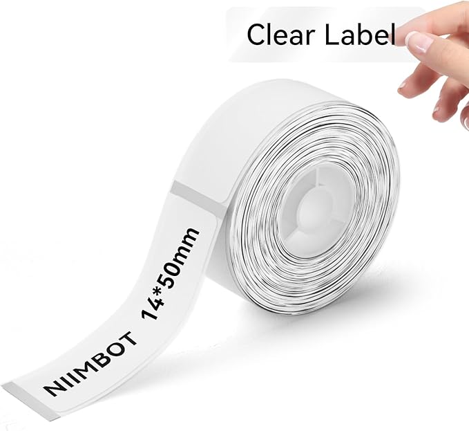 NIIMBOT Label Maker Tape for D11/D110/D101 Label Maker, 14 x 50 mm (0.55'' x 1.97'') for Home Office Labeling Tape Replacement, Clear