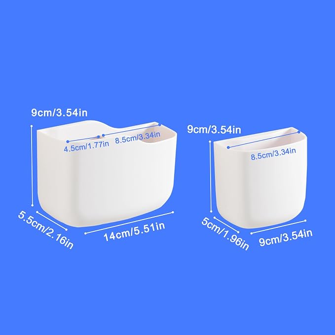 Remote Holder Wall Mount TV FAN Remote Control Holder Bedside Caddy Wall Organizer Phone Holder for Office Adhesive Media Player Controller Holder Box Tray Home Desk Nightstand White 1Big 1Small