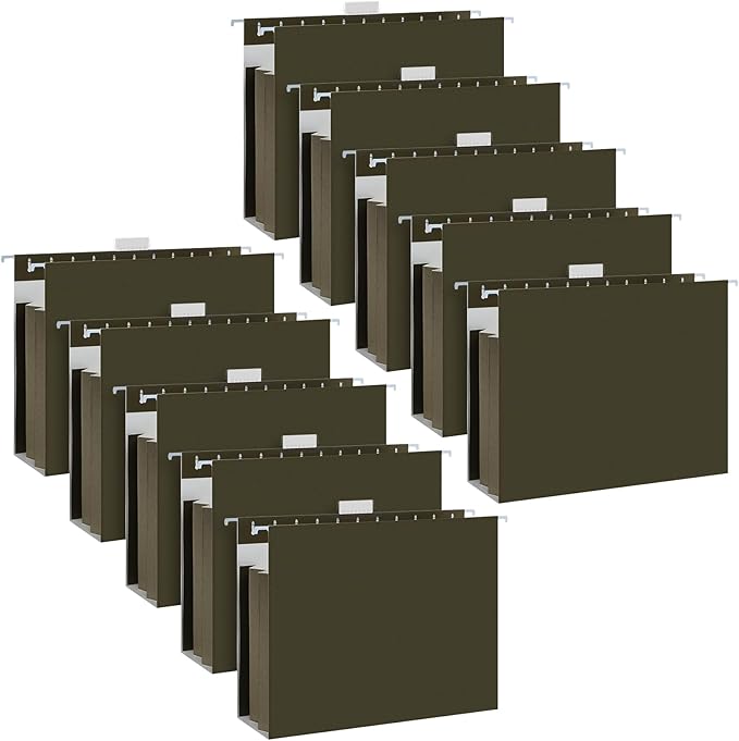 Dispowreath 10 Pack Extra Capacity Hanging File Folders Letter Size with Tabs Reinforced Hanging Folders Expandable, Heavy Duty 3.5 Inch Expansion Designed for Bulky Files Medical Charts