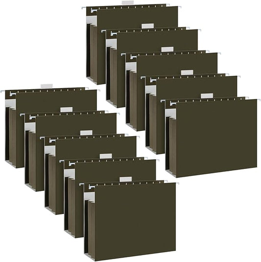 Dispowreath 10 Pack Extra Capacity Hanging File Folders Letter Size with Tabs Reinforced Hanging Folders Expandable, Heavy Duty 3.5 Inch Expansion Designed for Bulky Files Medical Charts