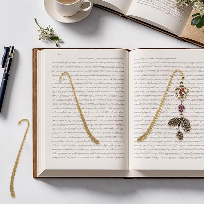 20Pcs Metal Bookmark s Antique Vintage Bronze Metal Bookmark Hairpin with Hole Tibetan Carving Pattern Alloy Book Markers Jewelry Making Charms for Stationery Reading Enthusiasts