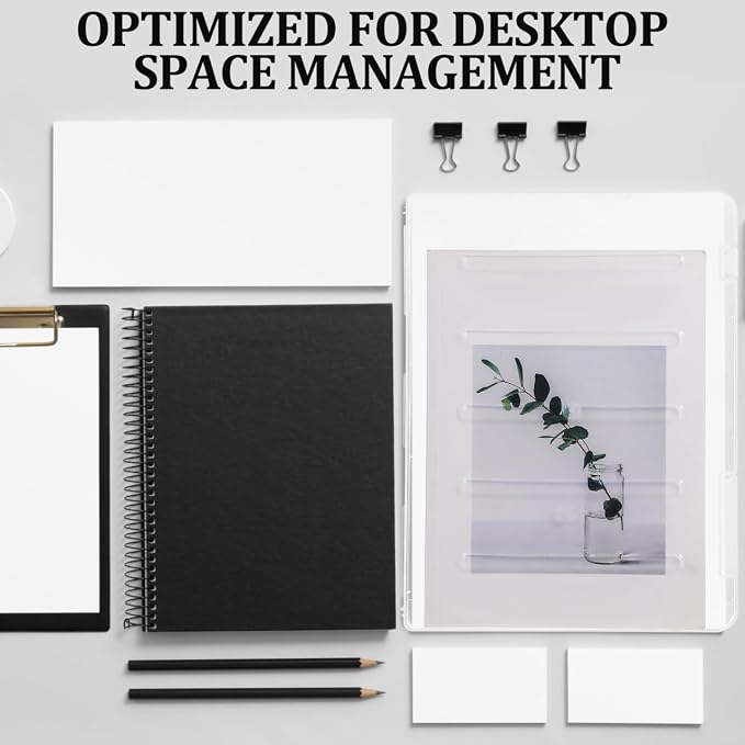 Veemoon 6 Pcs Document Holder A4 Clear File Storage Box, Transparent Plastic Organizer Lid, Office School Home Paperwork Desk Management