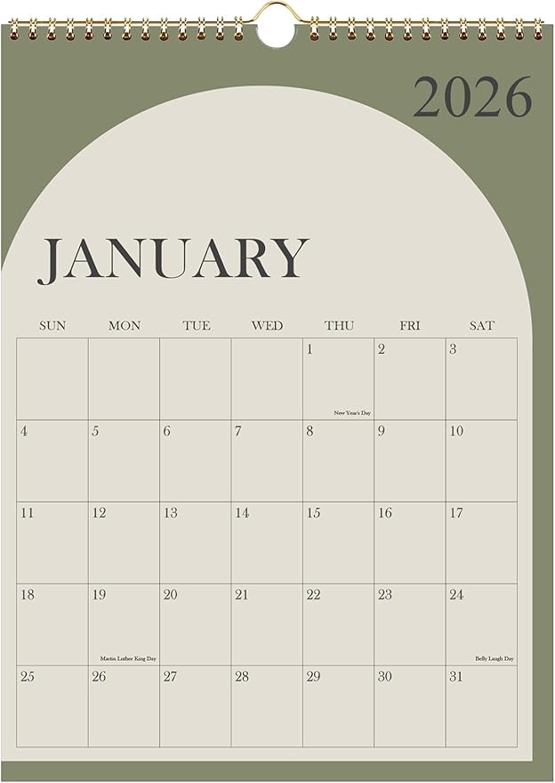 Wall Calendar 2026-18 Months Calendar 2026-2027 from January 2026 - June 2027, 2026 Wall Hanging Calendar Planner with Thick Paper, 12" x 14.5", Cyan