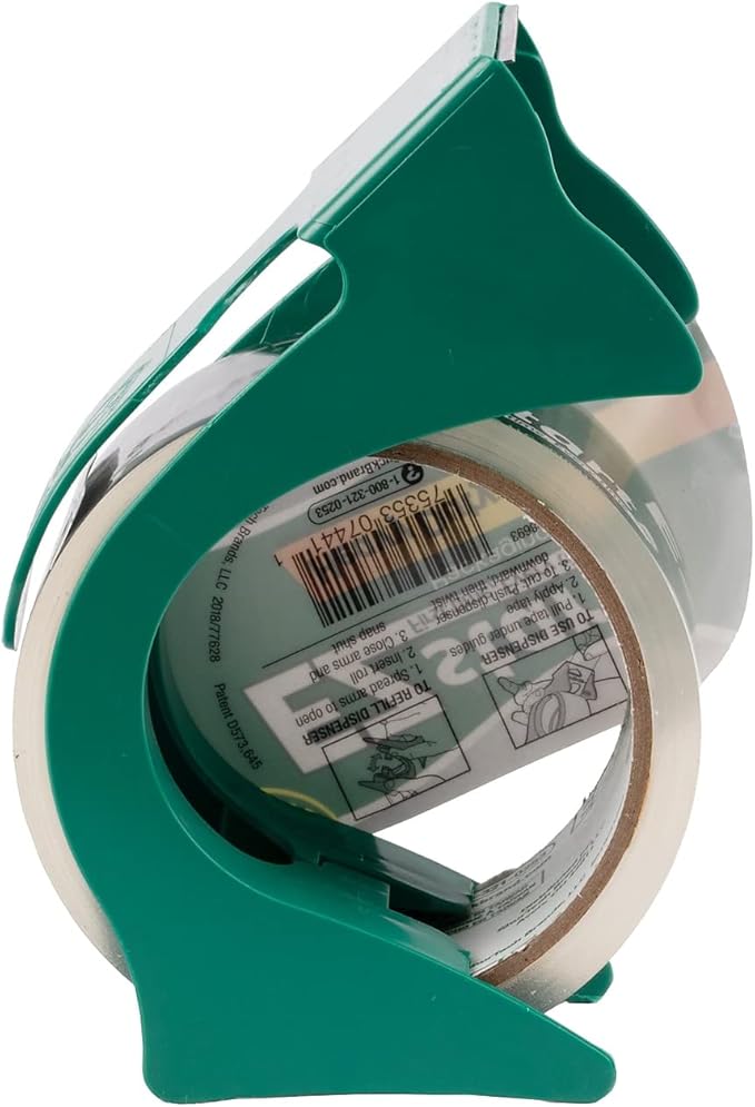Duck Brand EZ Start Packaging Tape with Reusable Dispenser, 1.88 Inches x 30 Yards, Clear (393192)