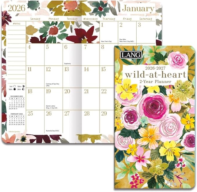 Lang, Wild At Heart 2 Year 2026 Pocket Planner, 3.63'' X 6.5'', Weekly Calendar with Wire-O Binding