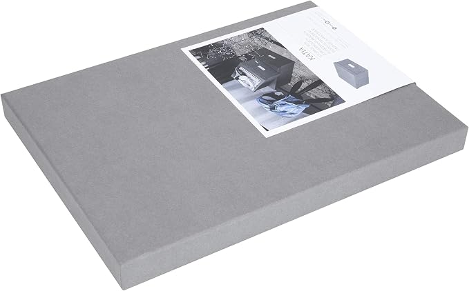 Bigso Box of Sweden Katia Collapsible Storage Box with Labelframe for Easy Identification - Simple Assembly Without Tools - Decorative Storage Boxes with Lids - 11.3in x 15.4in x 6.4in - Grey