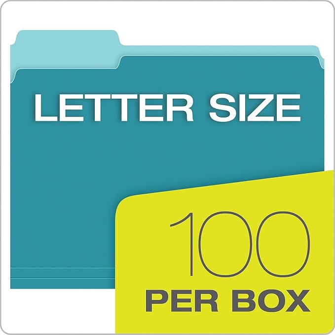 Pendaflex File Folders, Aqua (PFX421013AQU), Letter