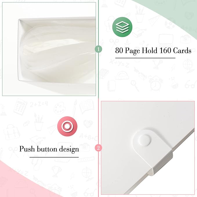 Geyee 2 Pcs 3 x 5 Inch Index Card Holder Binder Note Book Recipe Card Organizer Pouches Clear Plastic Sleeves Flashcard Filing Products with Divider for Office, Total 160 Page, Hold 320 Piece