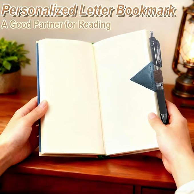 Vintage Mark Bookmark with Pen Holder, Magnetic Leather Bookmarks for Men Women Kids Book Lovers, Personalized Magnet Bookmark Clip Page Markers for Student Teacher Gifts Reading Accessories