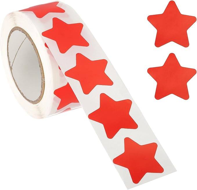 PATIKIL Star Stickers Roll 1", 500 Pcs Self-Adhesive Reward Stickers for Classroom Teacher Supplies and DIY Craft, Red
