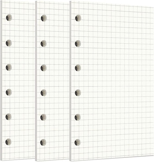 Zelten 3 Pack A7 135 Sheets/270 Pages Squared Loose Leaf Punched Paper Refills Paper for 6 Hole Binder Personal Organizer Diary Notebook Refillable Planner