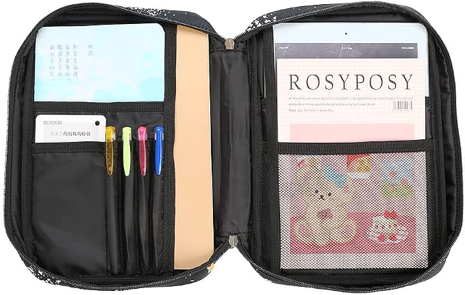 Bible Cover Carrying Book Case Church Bag Bible Protective with Handleand Zippered Back Pocket, Gift for Girls Women Mother Men Women Father Kids(Black Galaxy)