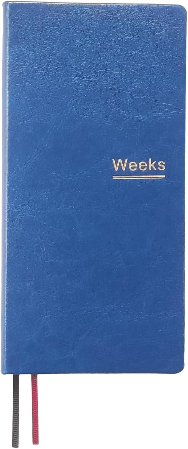 A6 Weekly Planner Undated Weeks Portable Size Organizer Appointment PU Leather Journal Pocket Notebook (Blue)