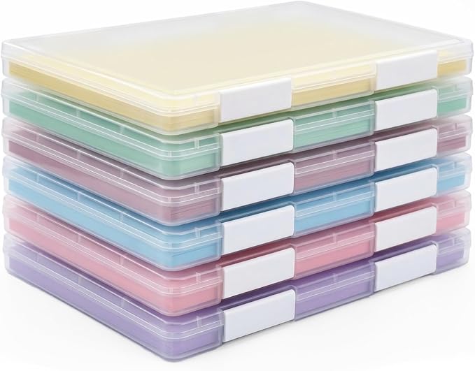 6 Pcs Clear A4 A5 File Box, A4 Paper Organizer Box Scrapbook Paper Storage for 9.8" x 12.4" US Letter Plastic Containers for Craft and Arts Supplies Board Game File Holder Organizer 9" x 12" file case