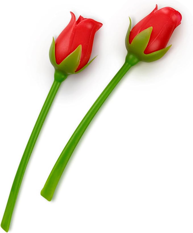Genuine Fred Roses are Read Flower Bookmarks – Set of 2 Rose Page Markers, Soft and Flexible Silicone, Great for Romance Novels, Book Lovers, and Valentine's Day
