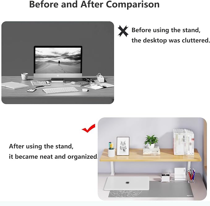 Clamp on Desk Shelf, Desktop Shelf Organizer Space Saving Desk Storage Rack for Office Study Home Dorm No Drill (23.6 x 7.8 in)
