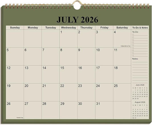 Calendar 2026-2027 - 18 Months Wall Calendar from July 2026 to December 2027, 2026-2027 Wall Hanging Calendar Planner with Thick Paper, 12" x 14.5", Cyan