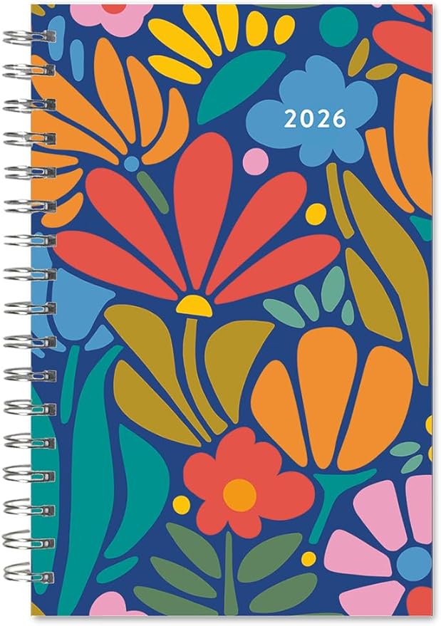 Folksy Florals 2026 Weekly & Monthly Planner, 12-Month Engagement Calendar with Hand-Drawn Folk Art Floral Design and Boho Botanical Patterns, 2026, 6" × 9"