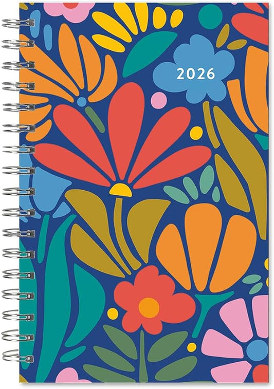 Folksy Florals 2026 Weekly & Monthly Planner, 12-Month Engagement Calendar with Hand-Drawn Folk Art Floral Design and Boho Botanical Patterns, 2026, 6" × 9"