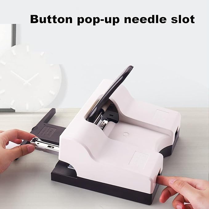 Double-Hole Double-Nail Standard Stapler, Double Head Heavy Duty Stapler, A4/16 Size Switchable, Binding Thickness 2-50 Sheets, Depth Adjustable, Push Button Pop Up Needle Slot, for Office