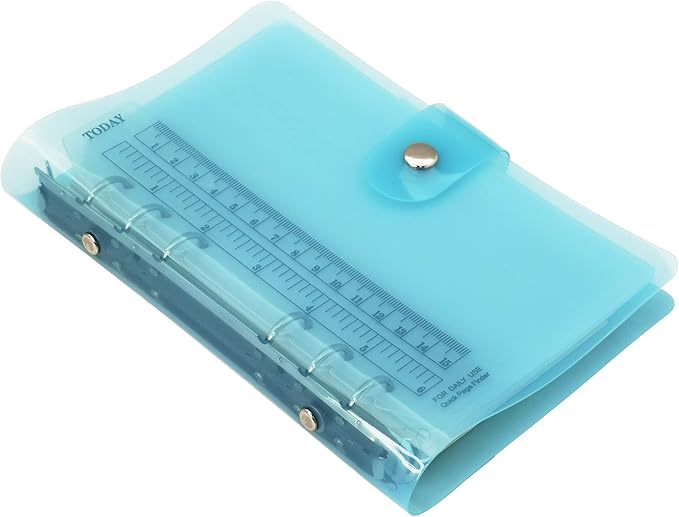 A6 A5 6-Holes Colorful PVC Cover Personal Organizer with Snap Button Closure File Folder for Loose Leaf Sheet Notebook (Blue Radiance, A6 Combo)