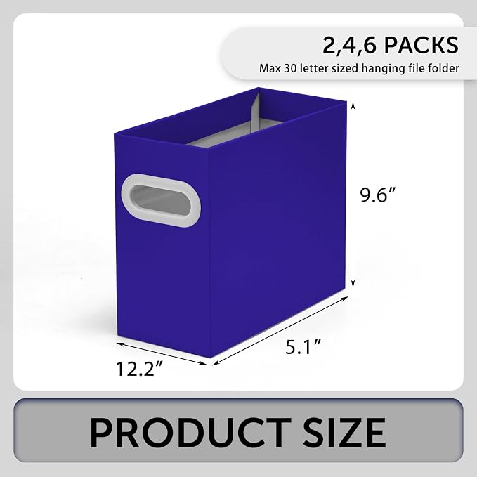 Hanging File Organizer, Cardboard File Folder Organizer for Letter Size, Desk Documents Storage Box, Portable File Folder Holder Boxes for Office, Home, School, Only Box.(2 Packs)
