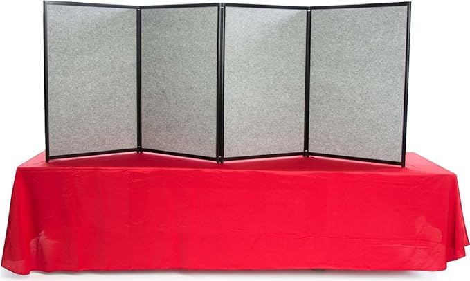 Trade Show Presentation Board, 4 Panels Fit 8-Foot Table, Double Sided, Choose with or Without Lights