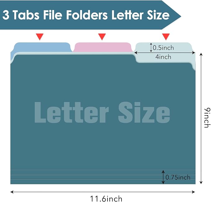 120 Pack Two Tone Color File Folders 8.5 x 11 Inch, 1/3 Cut Tab File Folder Letter Size, Assorted Colors, Teal Violet Gray Navy Burgundy Manila File Folder, School Business Office Folders for Document
