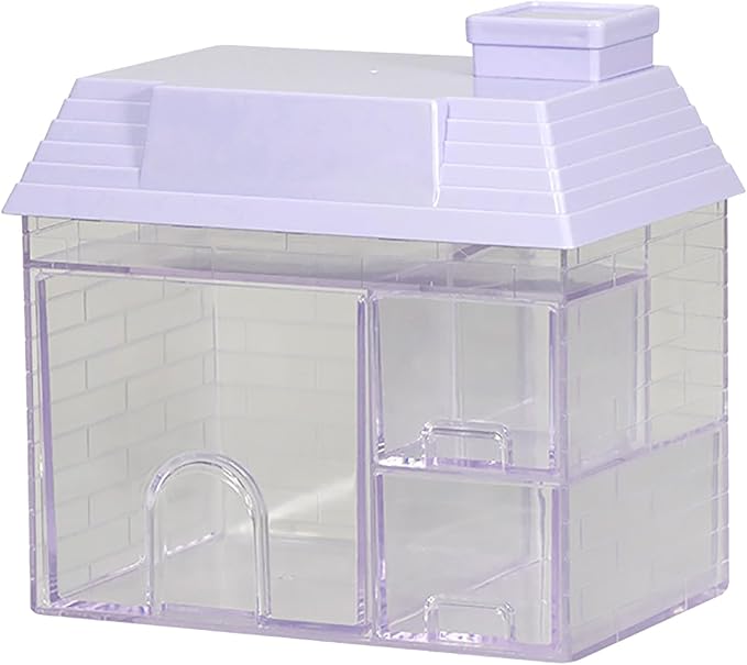 Desk Organizer with Drawers, 3 Drawers Storage Organizer, Creative House Shaped Desktop Storage Drawers Stationary Organizer for Home Dormitory Office (Purple)