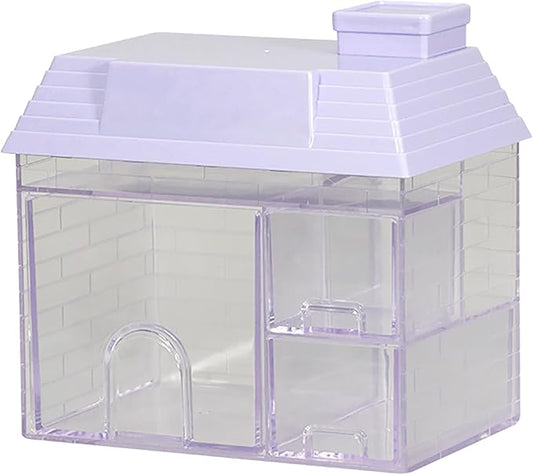 Desk Organizer with Drawers, 3 Drawers Storage Organizer, Creative House Shaped Desktop Storage Drawers Stationary Organizer for Home Dormitory Office (Purple)