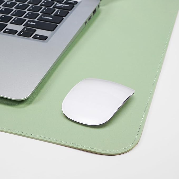 AFIING Cork Desk Mat 35.4" x 17", Dual-Sided Natural Cork & PU Leather Desk Pad, Non-Slip Waterproof Large Mouse Pad for Office, Home & Gaming (Light Green)