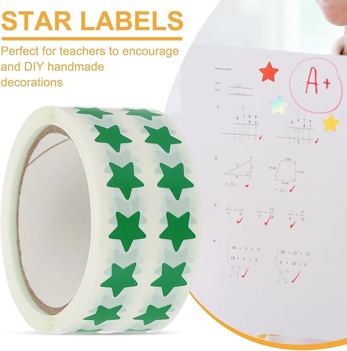 PATIKIL Star Stickers Roll 3/8", 1000 Pcs Self-Adhesive Reward Stickers for Classroom Teacher Supplies and DIY Craft, Green