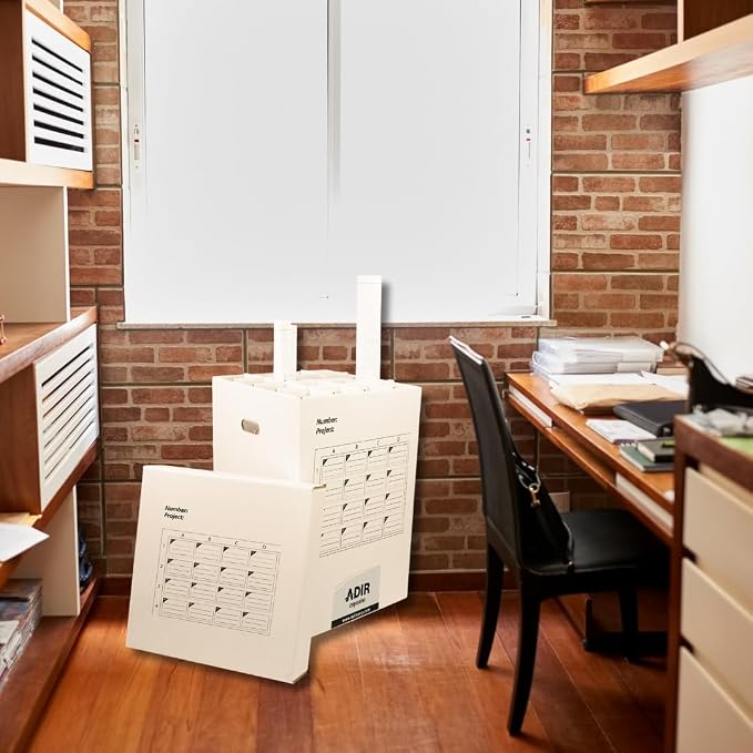 Adir Cardboard Roll File Storage Organizer - Vertical File Sorter - Blueprint, Poster, Plans, Gift Wrap, And Map Holder Station-16 Slots (for Rolls up to 37 Inches Long)