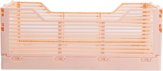 CTG Truu Design Folding Plastic Crates, 30.5 x 20.3 x 11.4cm, Pink, 1Pack, Stackable Collapsible Storage Baskets Organizer for Home Office and Outdoor