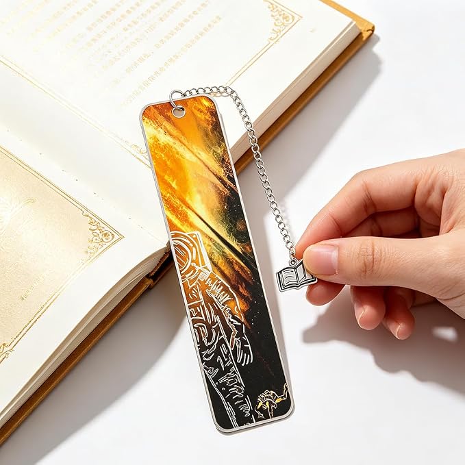Project Hail Mary Inspired Metal Bookmark with Chain, Double-Sided Printed Stainless Steel Bookmark, Space Astronaut Design, Book Charm Pendant, Reading Gift for Sci-Fi Fans, Book Lovers(Project C)